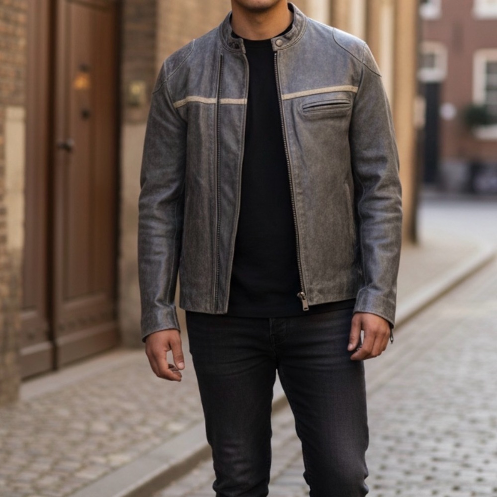 55 Lab Vintage Argentinean Leather distressed leather Jacket L